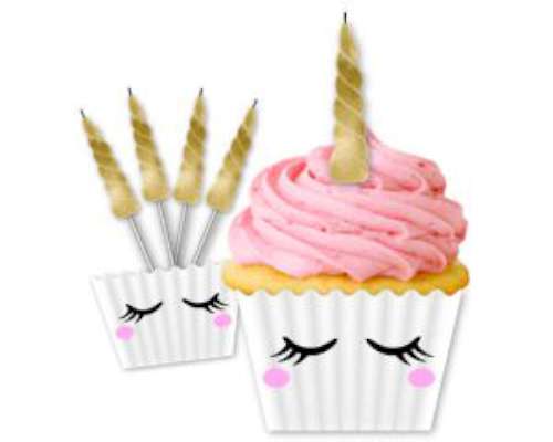 Unicorn Cupcake Papers and Candle Kit - Click Image to Close
